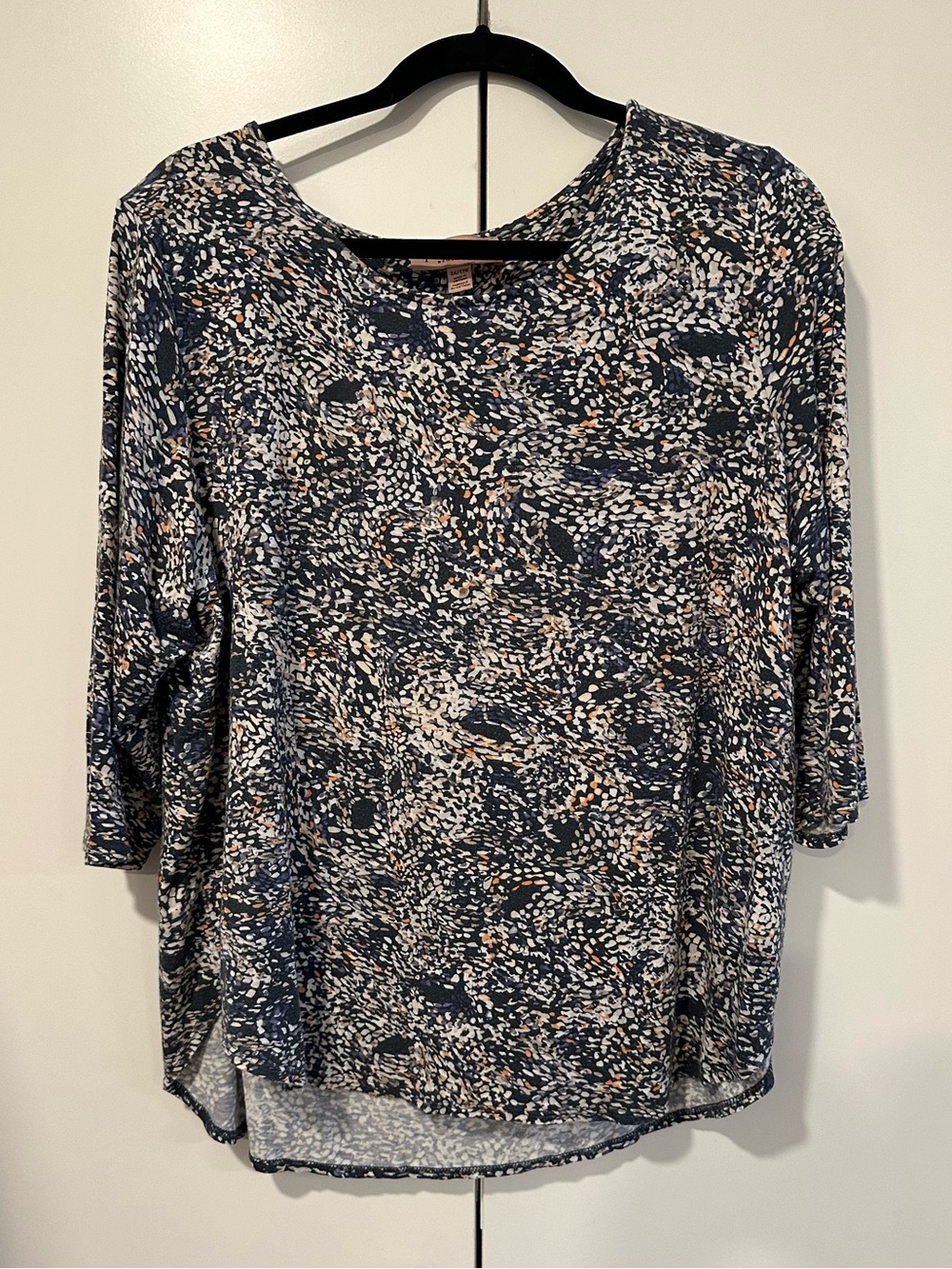 Women's Philosophy 2x Navy Abstract Print 3/4 Sleeve Top
